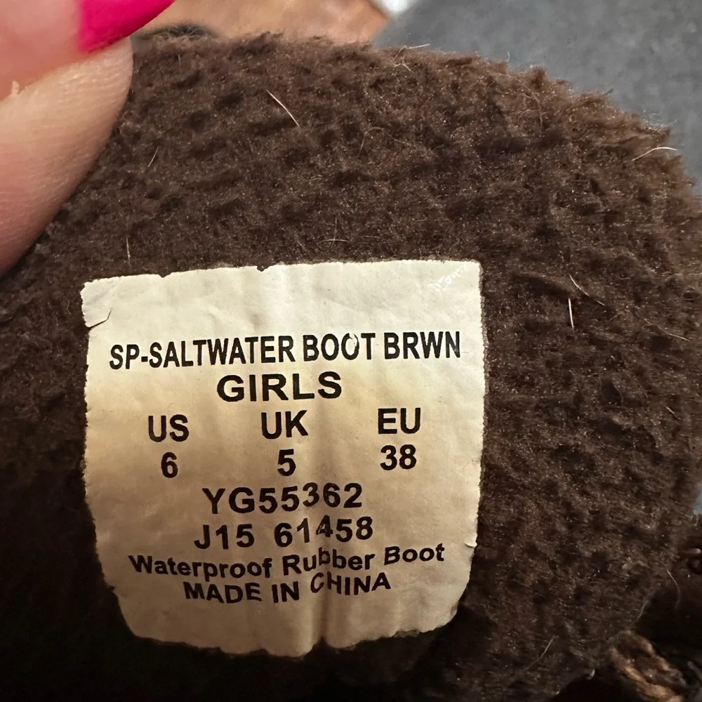 { Sperry } Saltwater Duck‎ Boots Kids Girls size 6 Brown